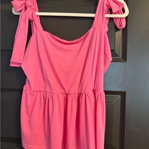 Pink Sleeveless Top with Bow Straps
